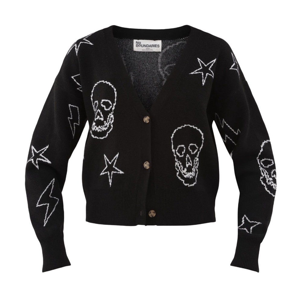 Black Skull + Stars Sweater, Worn Once! Super Soft